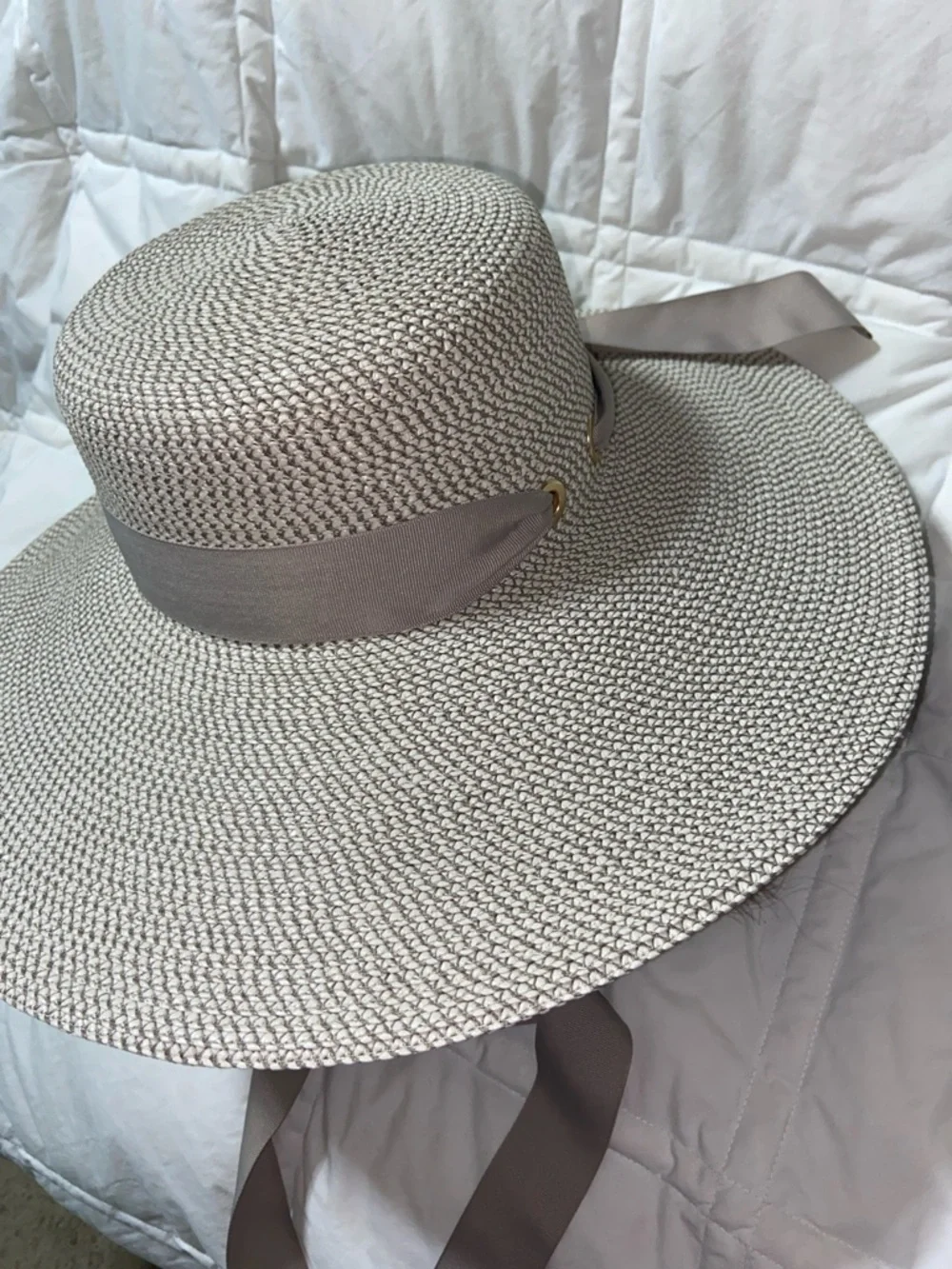 RARE Like new Eric Javits Artista Straw Hat - white taupe - Picture 5 of 15